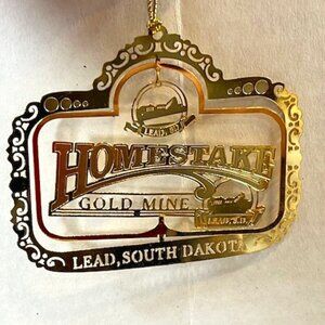 South Dakota Die Cut Brass Homestake Gold Mine Christmas Ornament